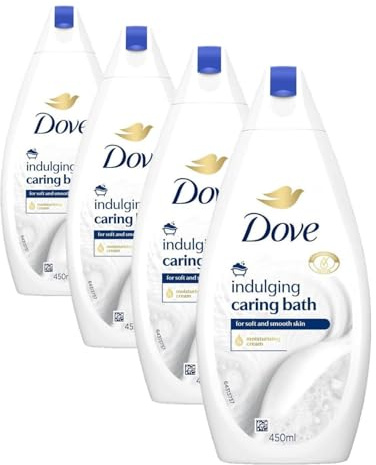 Dove Gel de Baño Cuidado Indulgente Con crema hidratante 450 ml (Paquete de 4)