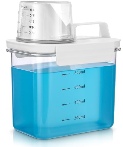 1100ml Luftdichter Waschmittelspender mit Messbecher, Waschpulverspender | Waschpulver Aufbewahrungsbox, Waschmittelbox Vorratsbehälter, Mehrzweck Waschmittelbox für Waschpulver, Wäscheparfüm