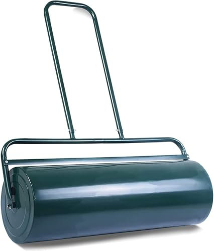 Happytools Rasenwalze, 13 Gallonen/48 l, Stahl-Rasenwalze zum Schieben/Ziehen mit ergonomischem Griff, Rasenwalzen zum Hinterherziehen, mit Wasser gefüllt, für Park, Hof, Ballspielplatz (24 Zoll/13