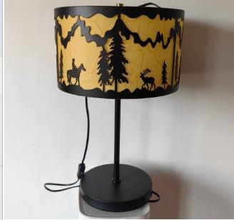ELINKUME LED Tischlampe Modern Nachttischlampe mit Kabel,Rustikale Schreibtischlampe im Landhausstil mit Pergamentschirm,E27 Nachtischlampe für Haus Dekoration,Studie und Arbeit Beleuchtung,51CM Hoch