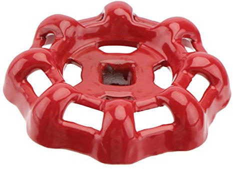 UKCOCO Schiebergriff Aus Gusseisen 6 x 6mm Mit Rotem Handrad Ersatz Für Außenwasserhahn Wasserventilrad Für Garten Effektive Abdichtung Und Flachboden Design