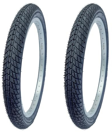 Kujo BMX-Reifen 20x1.95 Zoll (50-406), 2 Stück mit Schlauchauswahl, Schwarz, 40-65 PSI