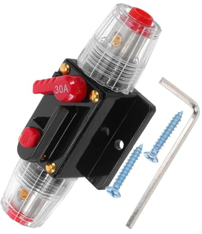 DIYEAH Disjoncteur Ligne Réarmable Manuellement Porte-fusible Pour Systèmes Audio Marins Voitures Remorques Et Bateaux Protection Surcharges Et Dommages