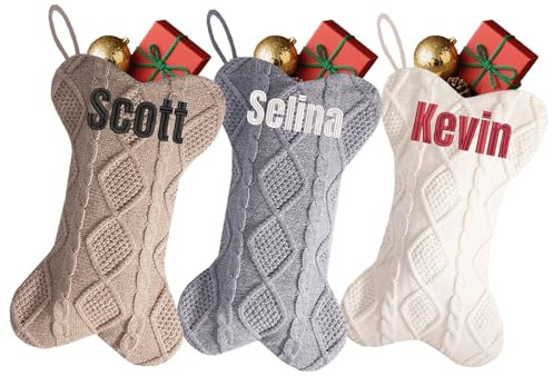 Weihnachtsstrumpf mit Namen, personalisierbar, 41,5 cm, für Hunde, Katzen, Haustiere