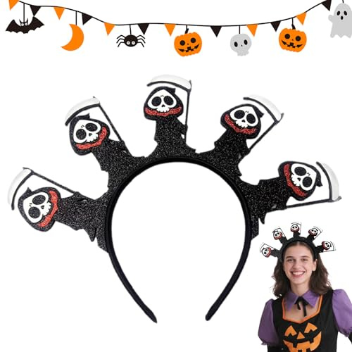 Tktouci Halloween Huvudband,Spöke Skelett Huvudband - Pailletter Hårband Med Glitter För Scenframträdanden Och Cosplay