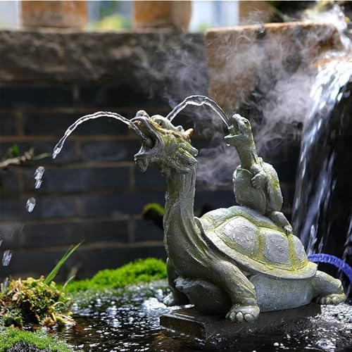 QQNQQ Crachoir for Petits bassins avec Pompe à Eau, fontaines for Animaux, cracheurs d'eau Double Bec for, aménagement paysager Circulation Automatique(Green)