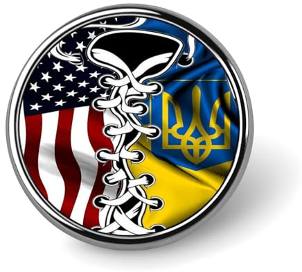 Amerika Ukraine Ukrainer Freundschaft USA Flagge Runder Anstecker Herren Damen Metallfassung Anstecknadel Knopf Brosche Revers Krawattennadeln für Anzug Hemd Jacke Hut Kostüm Dekoration