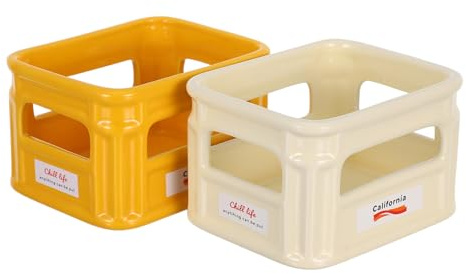 DECOMELODY 2 Pezzi Ciotole Snack in Ceramica Bianca e Gialla Vassoio Frutta e Patatine Robusto e Versatile per Casa Bar e Feste Piatti Portata Creativi per Aperitivi e Merende Riutilizzabile