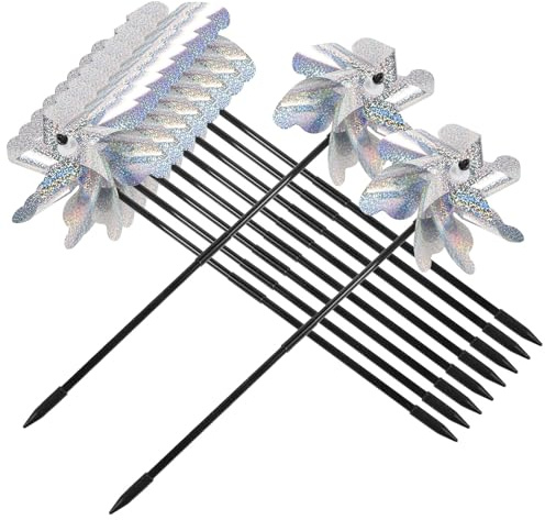 Abaodam Girouettes Anti-Oiseaux 10 Pièces en Fer 7 Pales Réfléchissantes Moulins à Vent pour Jardin et Verger Décoration Extérieure pour Pelouse et Protection Les Oiseaux