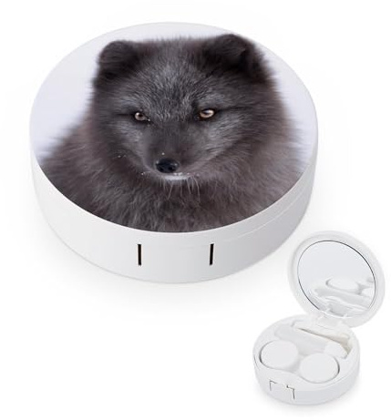 fkgvwo Contact Lens Case Black Fox Contact Lens Holder Box Container Soak Storage Kit