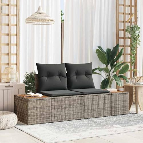 Runheo Gartensofa Grau 184 x 62 x 85cm, Poly-Rattan Outdoor Zweisitzer, Stahlrahmen, Modernes Design für Terrasse, Garten, Balkon, Langlebig