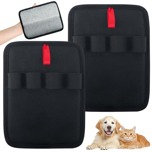 2 Stück Tierhaarentferner Handschuh, Doppelseitiger Fellmagnet Handschuhe Waschbar Katzenhaarentferner Wiederverwendbare Tragbare Haarentferner für Hunde Katzen Polster Sofa Teppich und Kleidung