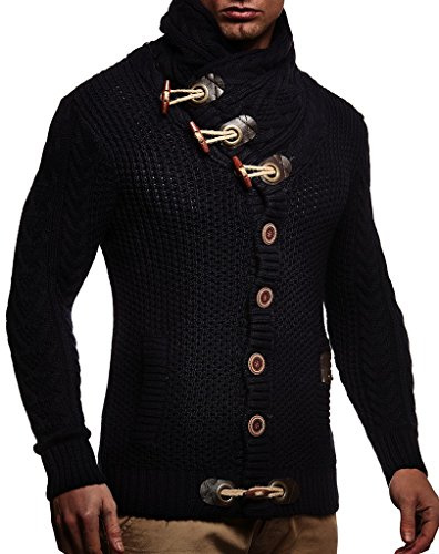 LEIF NELSON Gilet Tricot col Large - Homme LN4195, Dunkelblau, S