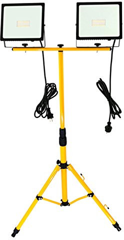 Trango - 2x 50Watt LED Arbeitstrahler - Baustrahler G1504-203W*2-6000K Tageslicht (kaltweiss) - Inkl. je 3m Zuleitung - Stativ Höhenverstellbar 66-170cm - Arbeitsleuchte