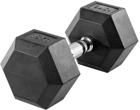 Sport-Tec Hex Kompakthantel aus Gummi, Hexagon-Hantel, Krafttraining, Fitness Hantel, Muskelaufbau, Bodybuilding
