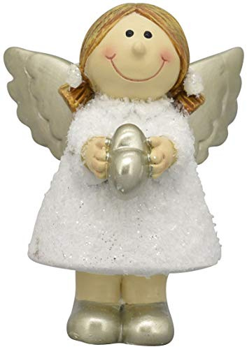 Pommerntraum ® | Weihnachtsdekoration Schutzengel Dekofiguren Engel Weihnachtsengel Engelchen Guardian Angels (mit goldenem Herz, Grösse M - ca. 7 x 7 x 10 cm)