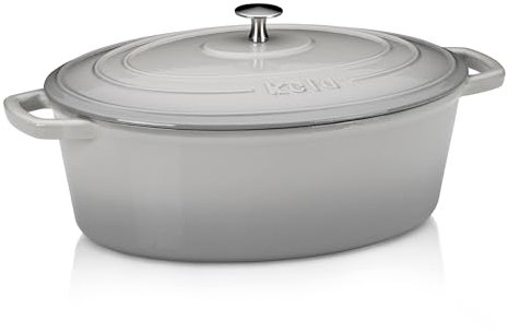kela 12608 Asador con tapa, Hierro fundido, Gran retención del calor, Apto para inducción, 6 L, Negro, Oval, Calido