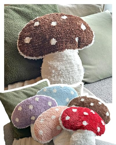 Dreamstall Cojín Decorativo con Forma de Hongos, 40,6 x 40,6 cm, Color marrón