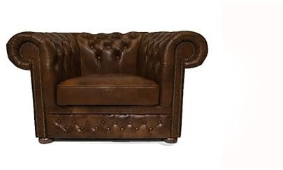 Chesterfield Fåtölj förstklassig läder | 2 till 4 veckors leveranstid (molnigt ljusbrunt)