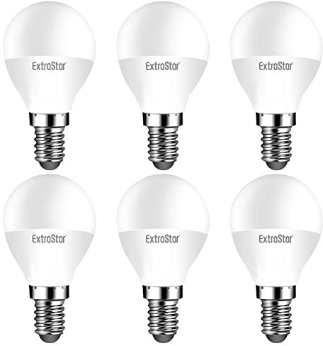 EXTRASTAR Bombillas LED 6W E14 G45, Luz Blanca Natural 4200K, No Regulable, 6Pcs