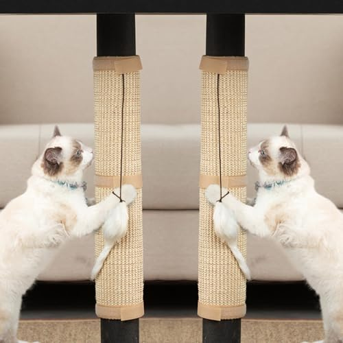 2 Stück Katze Kratzschutz Katzenkratzmatte Möbelschutz Pet Tischbein Katzenkratzer Kratzmatte für Katze Cat Scratcher Katzenkratzmatte Sofa Kratzbrett 50×25 cm (Beige