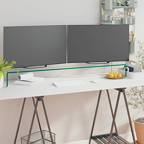 JUDYY TV-Tisch/Bildschirmerhöhung Glas, Tv Erhöhung, Tv Board, Tv Tisch, Tv Aufsatz, Erhöhung Fernseher, Fernseher Tisch, Fernsehertisch, Transparent 110x30x13 cm