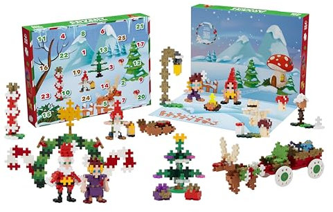 Plus Plus - Calendario de adviento 2024 con 25 regalos sorpresas, contiene 600 piezas – Juego de construcción – para niños, niñas, niños a partir de 5 años