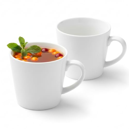 Wilmax - Teetassen & Kaffeetassen Set 2er - 280ml - Kaffeebecher Porzellan - Tassen Set für Tee, Kaffee & Cappuccino - Spülmaschinenfest - Weiß