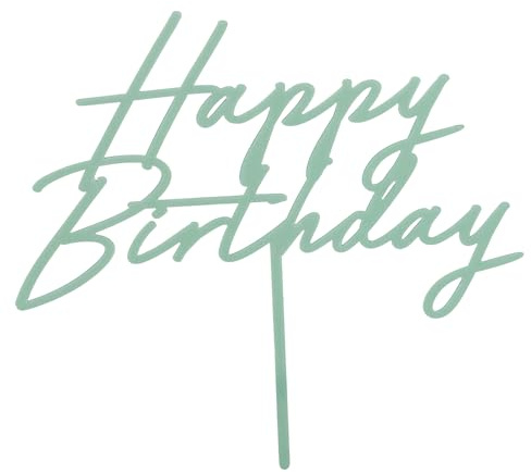 PartyDeco Cake Topper Happy Birthday 18x16cm - Tortendeko Geburtstag - Kuchendeko Tortenstecker - Geburtstagsdeko für Kuchen Torte Cupcake Muffin - Mint