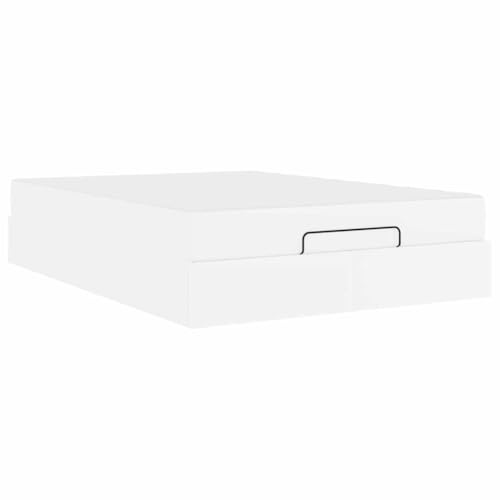 vidaXL Sängram med madrass med madrass 2 pcs Vit PVC, Sovrumsuppgradering, modern sängdesign med förvaring under sängen, minimalistisk möbel för bättre sömn, PVC-ram