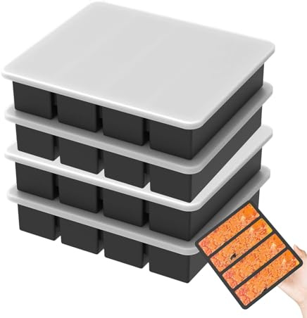 in silicone - Contenitori per zuppe e congelatore per succhi, salse, brodo, brodo, avanzi, cucina domestica, lavabili in lavastoviglie, 4 pezzi, con coperchi, 6,89x5,71x1,46 pollici