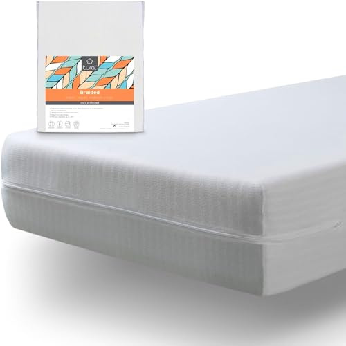 Tural Housse de Matelas 80x190/200cm Elastique et Résistant avec Fermeture Éclair Certifié Oeko-TEX Réglable Blanc