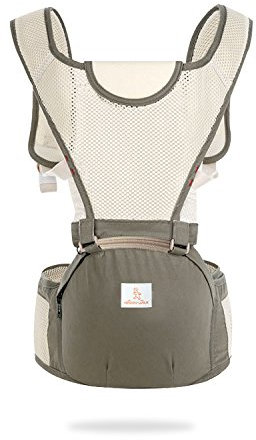 SONARIN 2018 Alle Jahreszeiten Multifunktions Hipseat Babytrage,3D Hollow Breathable Net, Sommer Atmungsaktiv, Ergonomisch, 6 Tragende Positionen,Angepasst an Ihr Kind wachsende,Ideal Geschenk(Grau)