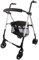 Mobiclinic®, Deambulatore per adulti, Pieghevole, Leggero, Sedile e cestino xxl, Supporto bastoni, Altezza regolabile, In alluminio, Freni a pressione, Dehesa, Ruote piene, Grigio perlato