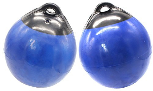 X-Haibei Ett par båtfendrar boll rund ankarboj, dockningsstötfångarboll uppblåsbar vinyl skyddsskydd marina förtöjningsbojar (blå, A38 (14,9 x 17,8 tum))