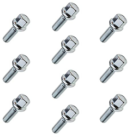 10x Radschrauben M12x1,5 SW17 28mm Schaftlänge Kugel Radbolzen-Set für Alufelgen