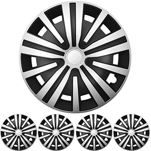 16 Zoll 4X Premium Design Radkappen Radzierblenden Set 'Spinel' Silber/Schwarz