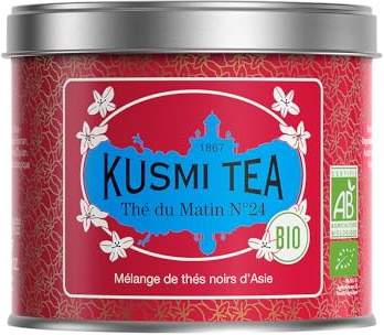 Kusmi Tea - Russian Morning n°24 - Ekologiskt svart te - Blandning av asiatiska svarta teer - Grand Yunnan, Ceylon och Assam - Metallburk 100g - Kvantitet för ca 50 koppar