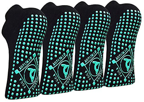 HYCLES Yoga strumpor halkfria strumpor dam 4 par yoga, pilates, Barre, dans, balett, studsmatta, sjukhus 35–43, 3#svart x 4, 41-43 EU