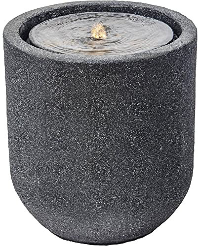 Heissner Gartenbrunnen Zylinder LED schwarz