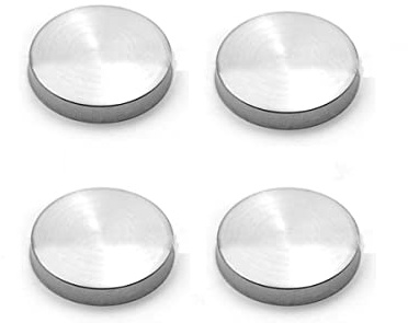 Edelstahl-Spiegelschrauben, dekorative Kappen, Durchmesser: 25 mm, Spiegelbefestigungen, Abdeckung mit konvexer Öffnung, Gummipartikel, gebürstetes Silber, 4 Stück