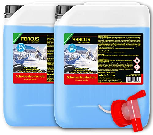 ABACUS® Scheibenfrostschutz -20 °C, Scheibenfrostschutz gebrauchsfertig, Frostschutzmittel Scheibenwaschanlage – Scheibenfrostschutz gebrauchsfertig mit Auslaufhahn 10 L (1226.10a)