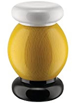 Alessi ES18 1 Totem Domestici Macinasale, Pepe e Spezie di Design in Legno di Faggio, Giallo, Nero e Bianco
