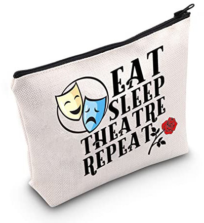Trousse à maquillage pour amateur de théâtre, cadeau théâtre, cadeau pour manger, dormir, répétition, théâtre, blanc cassé, big, EAT SLEEP UK