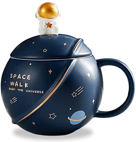 ZONSUSE Tazza da Caffè in Ceramica, con Coperchio e Cucchiaio per Tè/Latte