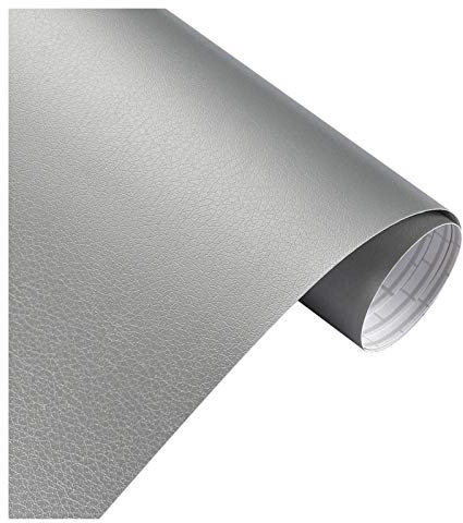 Auto Folie 30x100cm Leder Muster PVC Adhesive Vinyl Film Aufkleber wasserdichte Dekoration Farbe ändern Abziehbild-Vinyl-Verpackung for Auto-Motorrad ( Color Name : Silver , Size : 50x200cm )