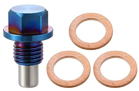 X AUTOHAUX M12 x 1,5 magnetischer Ölablassstopfen Ablassstopfen Adapter aus Aluminiumlegierung mit Dichtungen blau