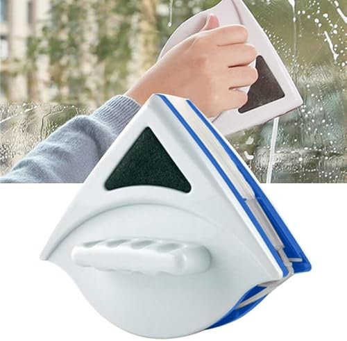 SLS SHOP Lavavetri Magnetico Pulitore Per Porte Finestre Serramenti Vetrate Doppio Magnete Con Laccio Di Sicurezza Casa Ufficio Negozio Facile Da Usare