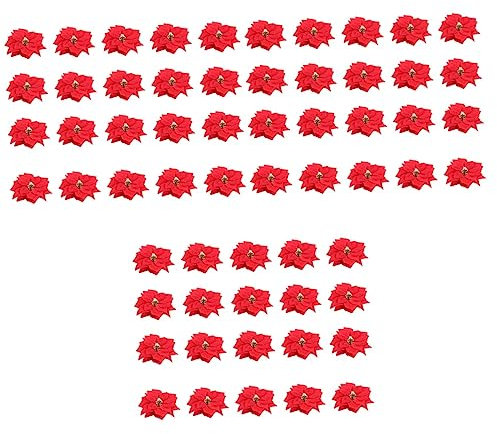 Abaodam 60stücke Rote Weihnachtsblumen Kunstblumen Dekoration Für Weihnachten Hochzeiten Und Feiern Hochwertige Hängende Ornamente Für Projekte Und Festliche Anlässe