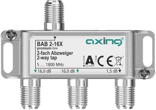 Axing BAB 2-16X 2-Fach Abzweiger 16 dB 5-1800 MHz TV Data Internet Kabelfernsehen